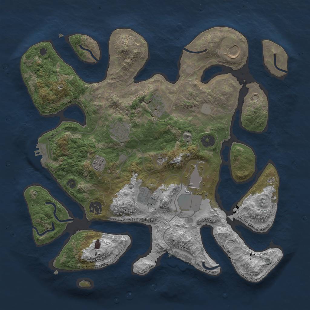 Rust Map: Procedural Map, Size: 3500, Seed: 245542, 15 Monuments