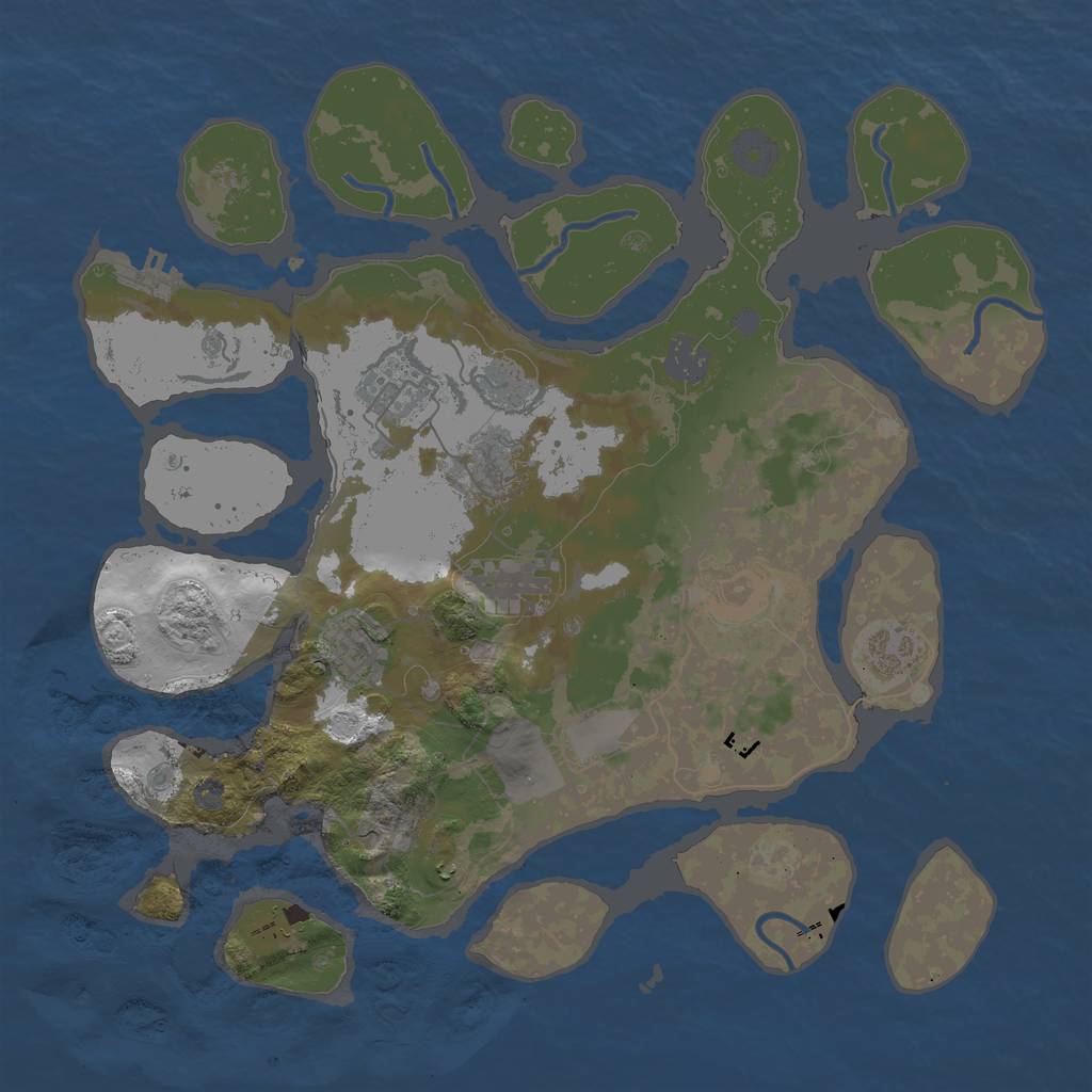 Rust Map: Procedural Map, Size: 3500, Seed: 161170, 13 Monuments