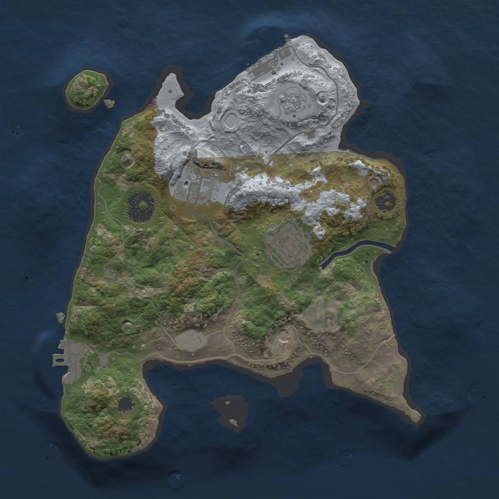 Rust Map: Procedural Map, Size: 2500, Seed: 32133, 9 Monuments