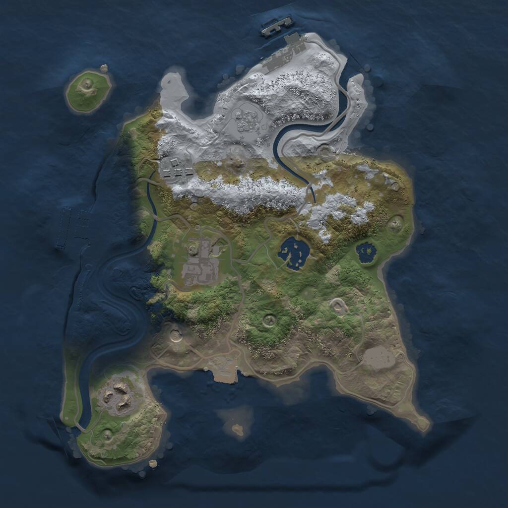 Rust Map: Procedural Map, Size: 2500, Seed: 32133, 9 Monuments