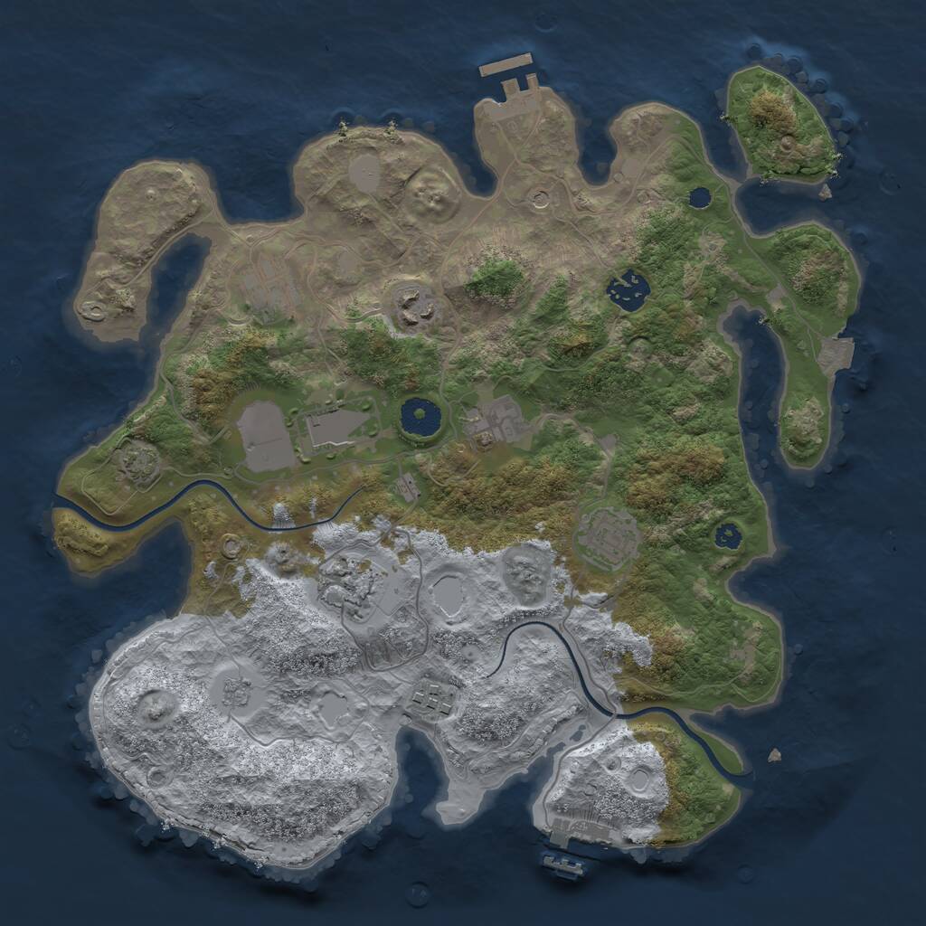 Rust Map: Procedural Map, Size: 3500, Seed: 714421, 14 Monuments