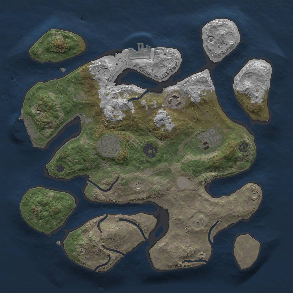 Rust Map: Procedural Map, Size: 3000, Seed: 48521, 11 Monuments