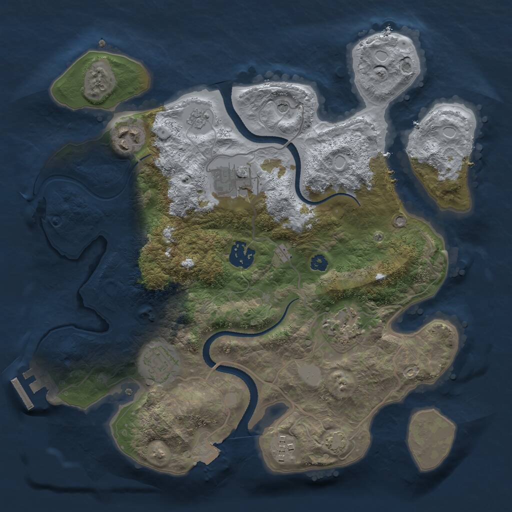 Rust Map: Procedural Map, Size: 3000, Seed: 48521, 11 Monuments