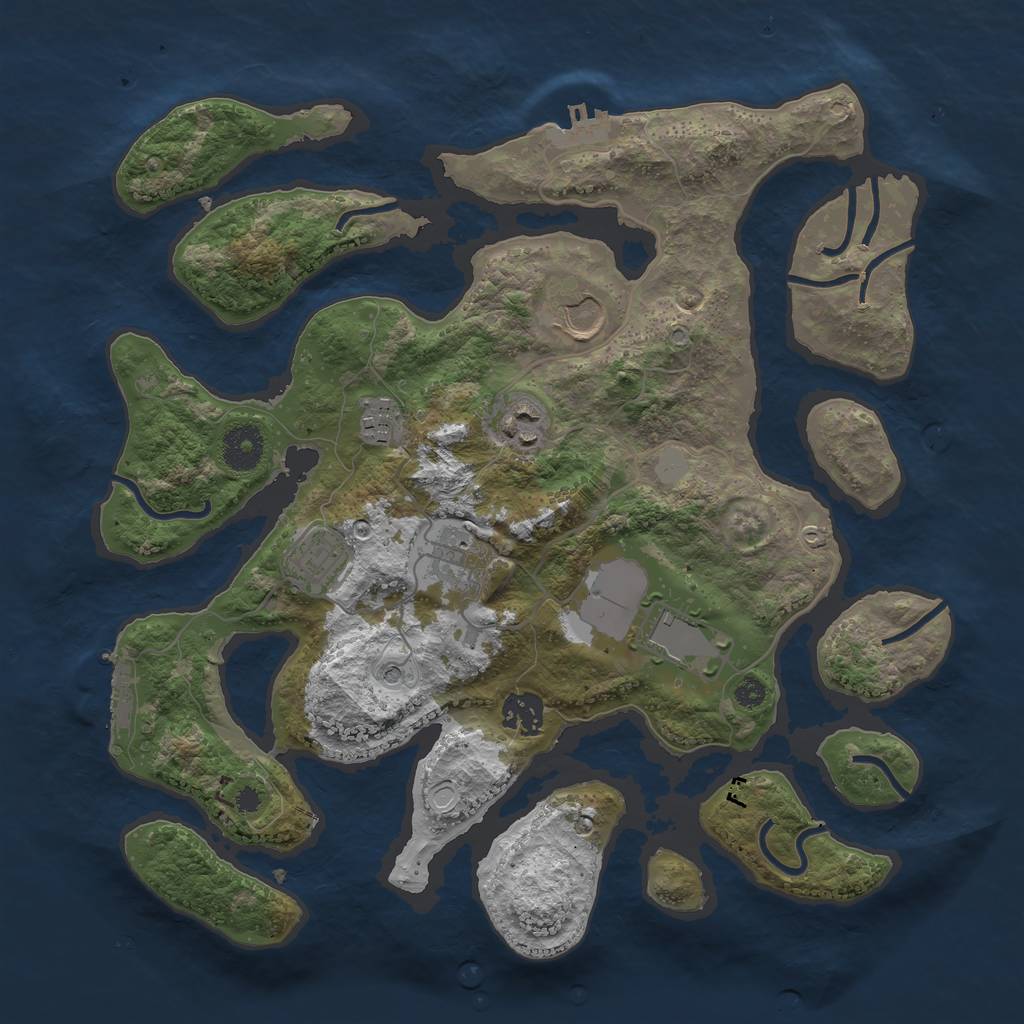 Rust Map: Procedural Map, Size: 3500, Seed: 625123, 15 Monuments