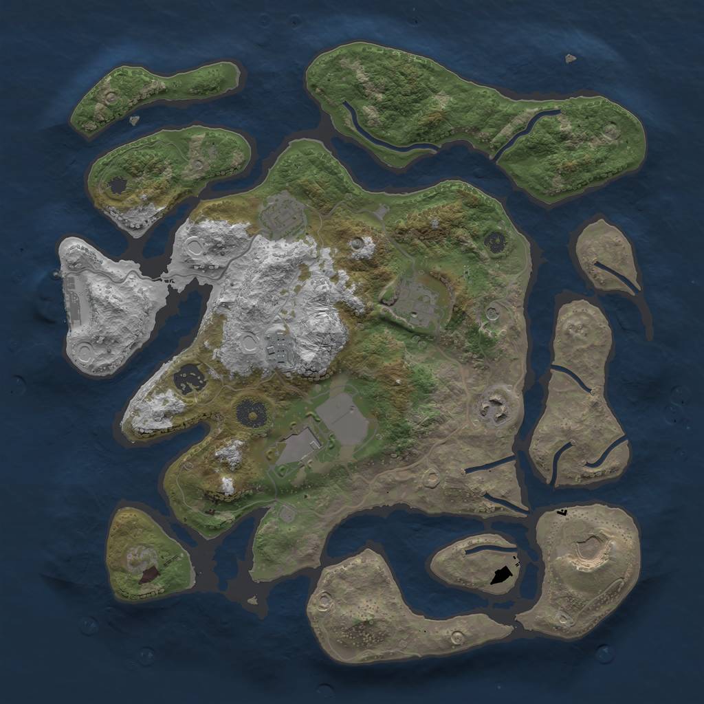 Rust Map: Procedural Map, Size: 3500, Seed: 913459, 14 Monuments