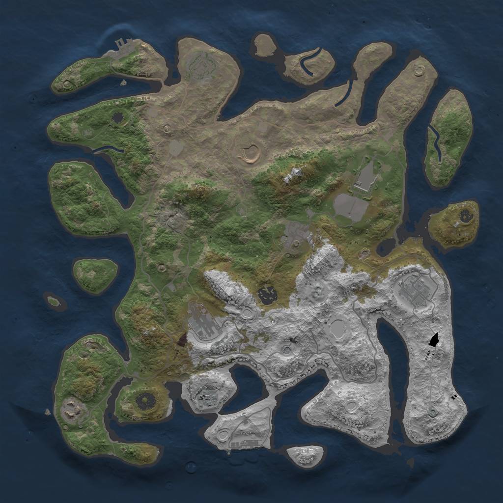 Rust Map: Procedural Map, Size: 4000, Seed: 682160532, 17 Monuments