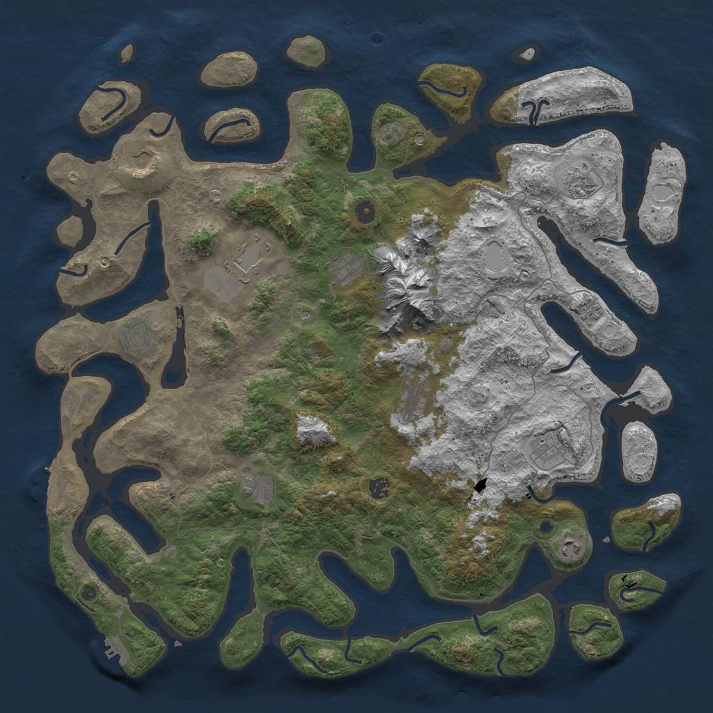 Rust Map: Procedural Map, Size: 5000, Seed: 50150, 19 Monuments