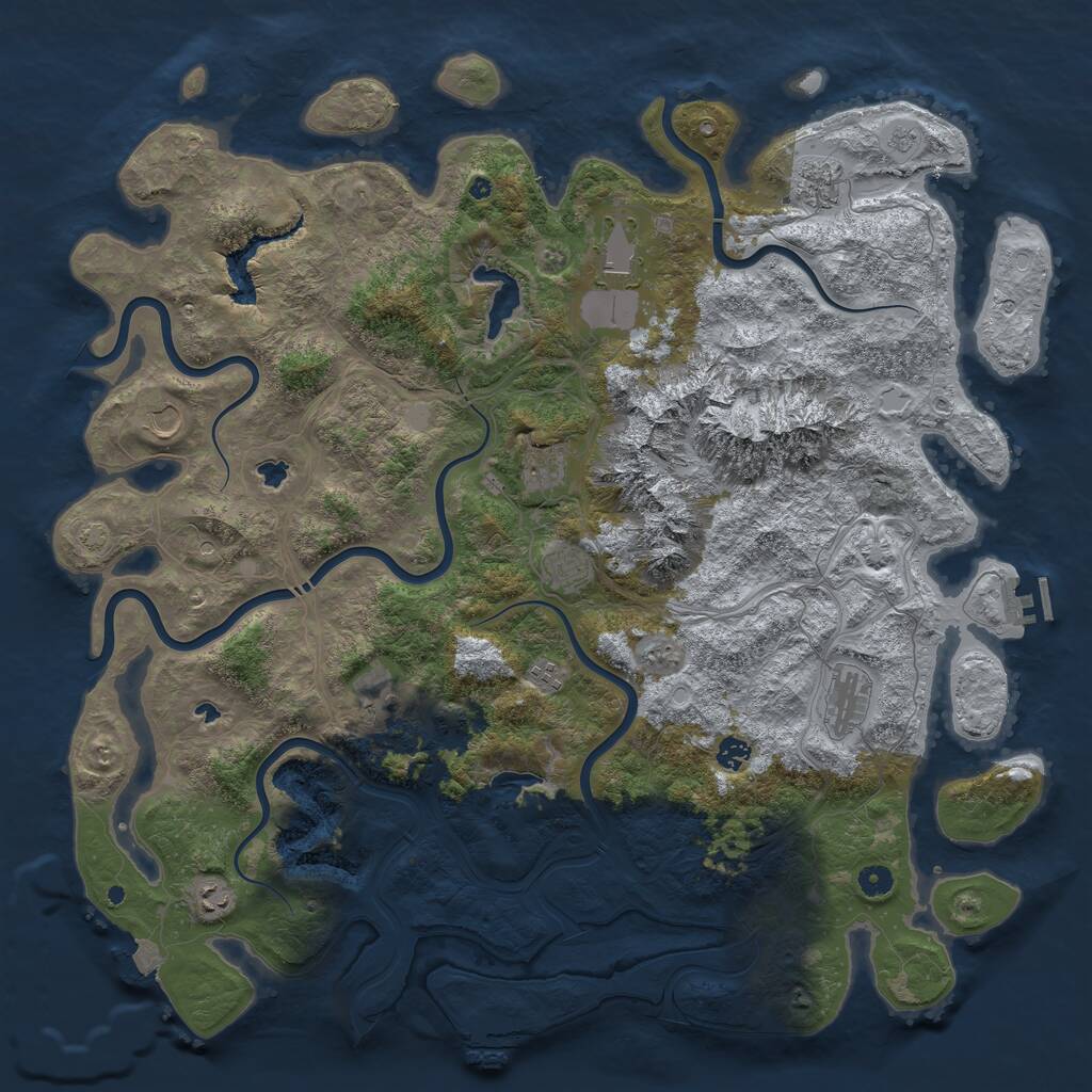 Rust Map: Procedural Map, Size: 5000, Seed: 50150, 16 Monuments