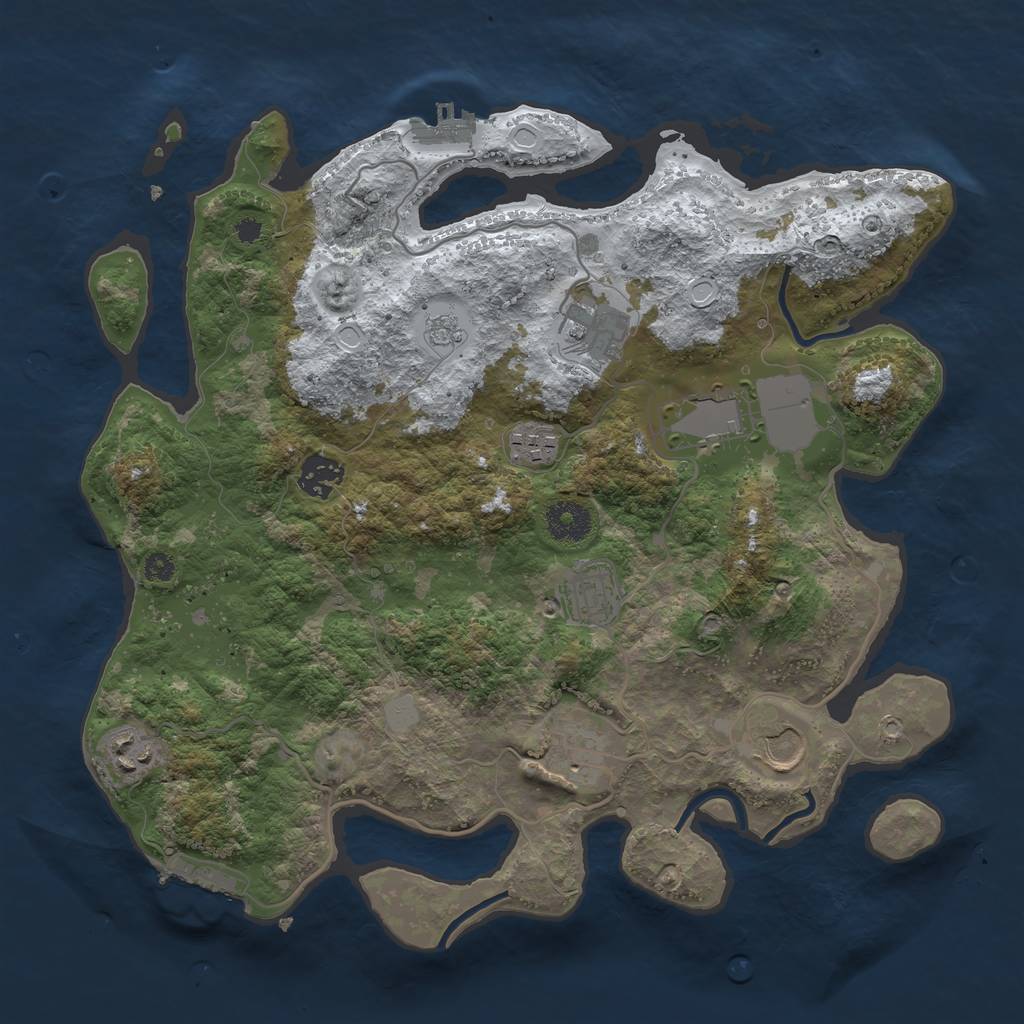 Rust Map: Procedural Map, Size: 3500, Seed: 696849, 16 Monuments