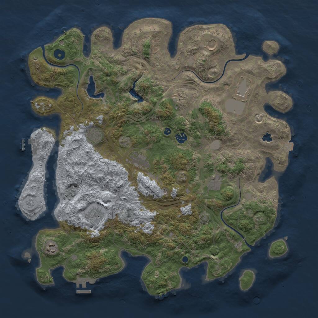 Rust Map: Procedural Map, Size: 4364, Seed: 827, 16 Monuments