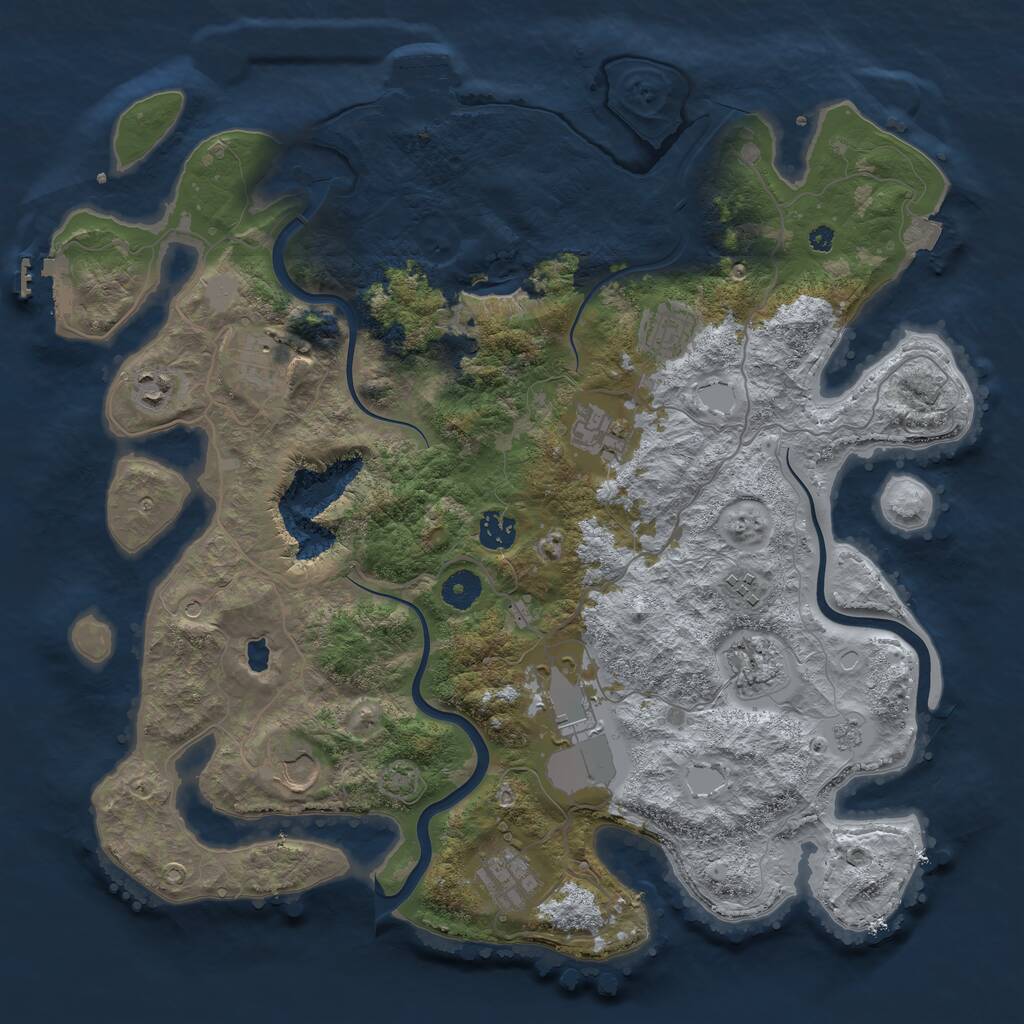Rust Map: Procedural Map, Size: 4000, Seed: 1909247884, 16 Monuments