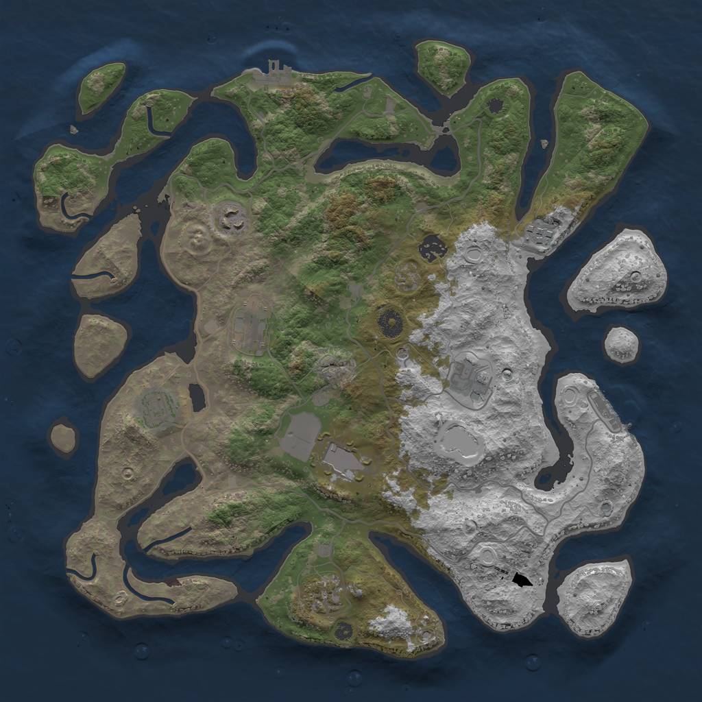 Rust Map: Procedural Map, Size: 4000, Seed: 1909247884, 16 Monuments