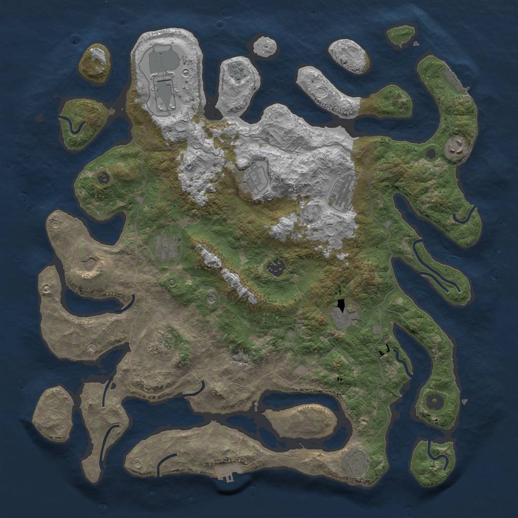 Rust Map: Procedural Map, Size: 4500, Seed: 1493890310, 19 Monuments