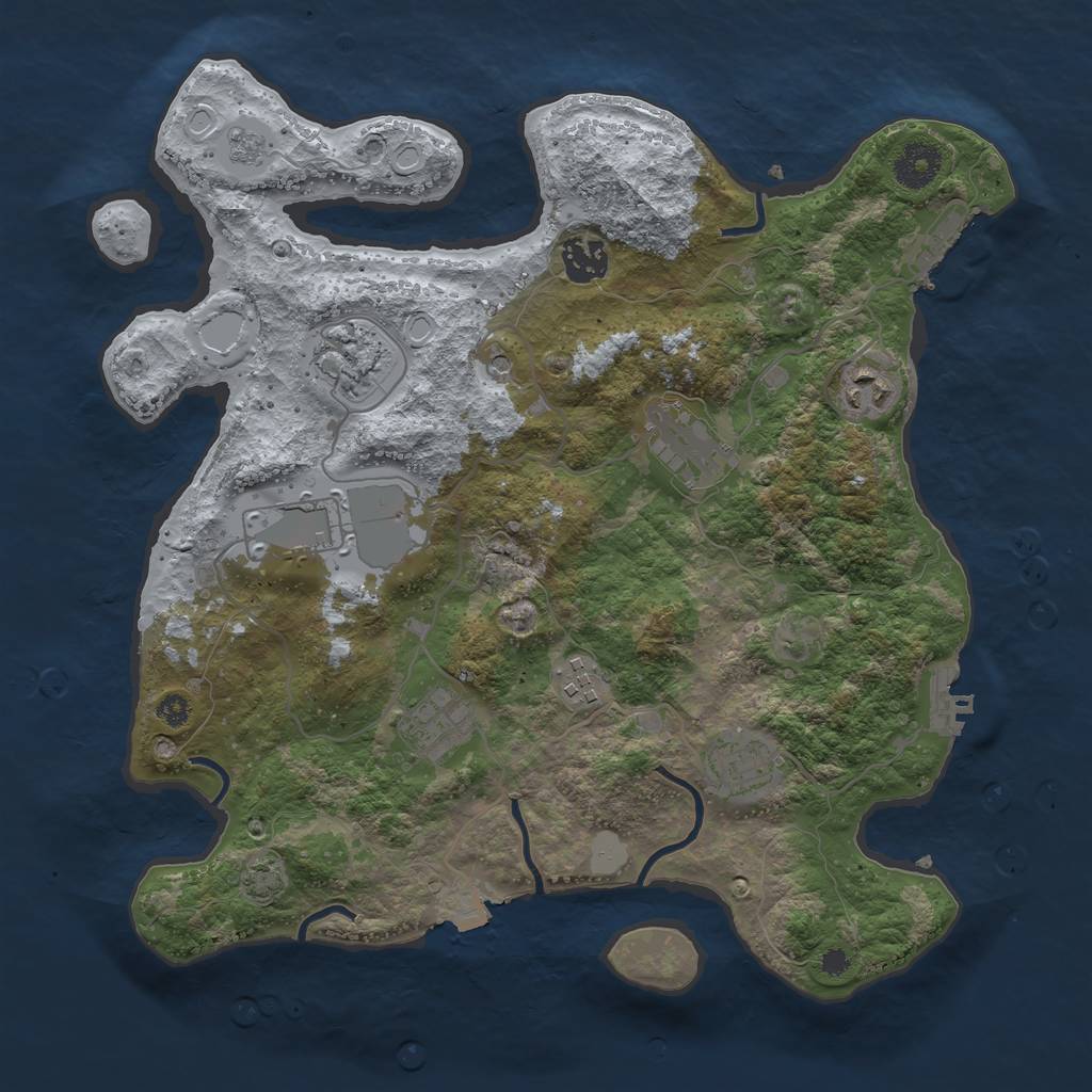 Rust Map: Procedural Map, Size: 3500, Seed: 763039, 16 Monuments