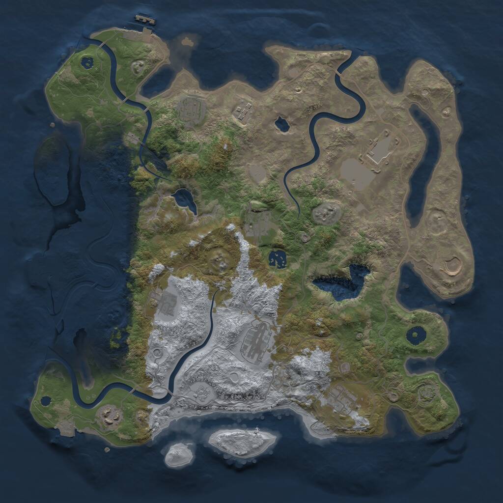 Rust Map: Procedural Map, Size: 4000, Seed: 6541, 16 Monuments