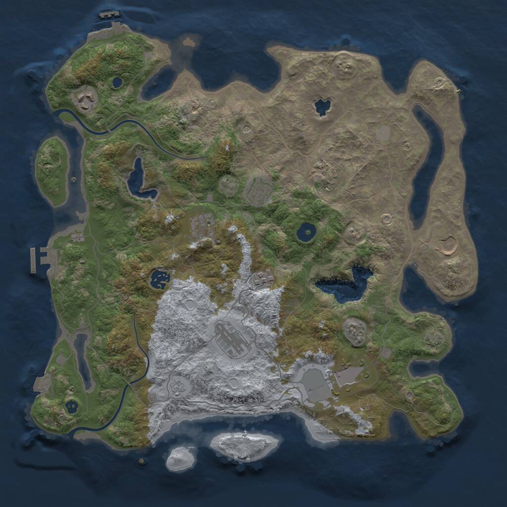 Rust Map: Procedural Map, Size: 4000, Seed: 6541, 15 Monuments