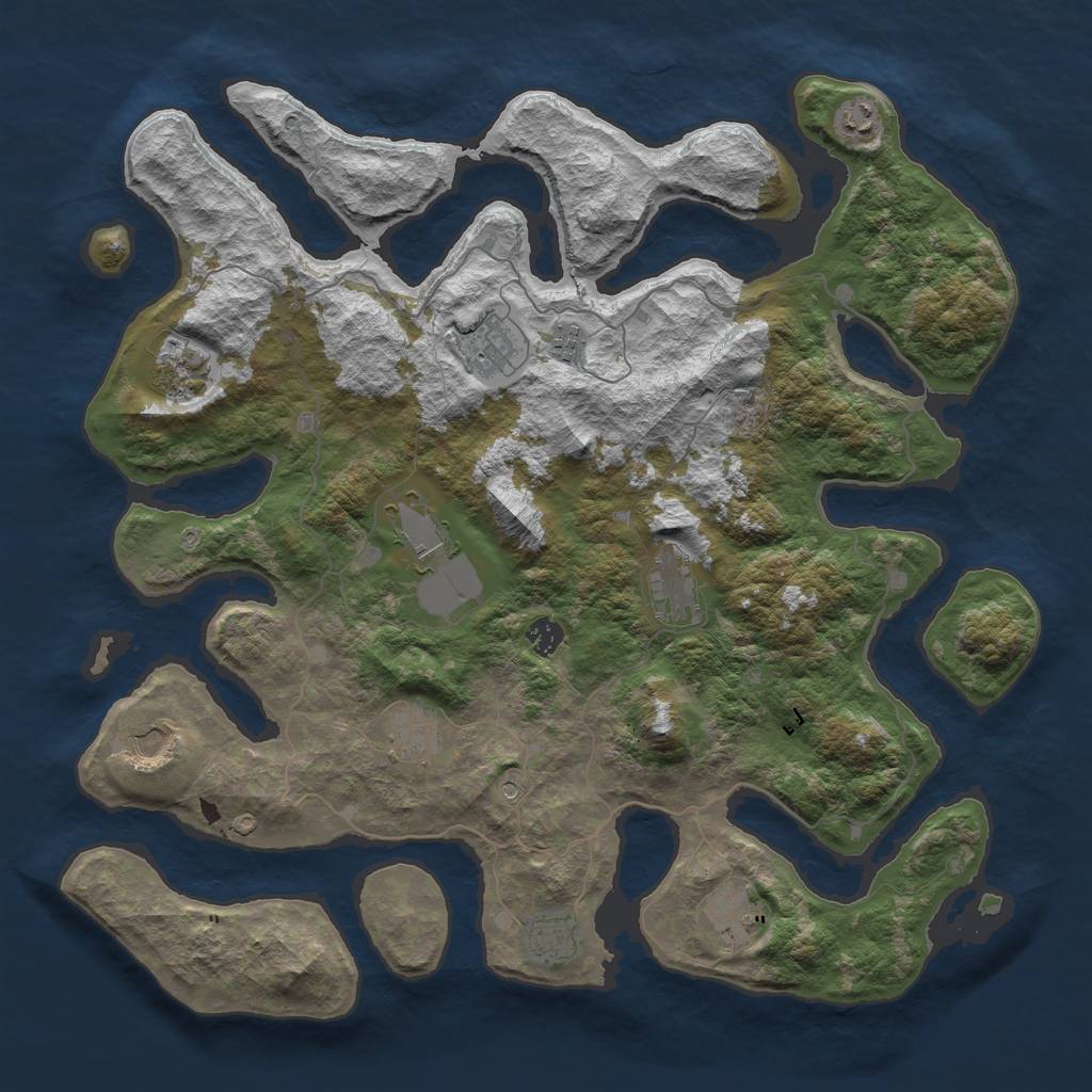 Rust Map: Barren, Size: 4500, Seed: 818181, 14 Monuments