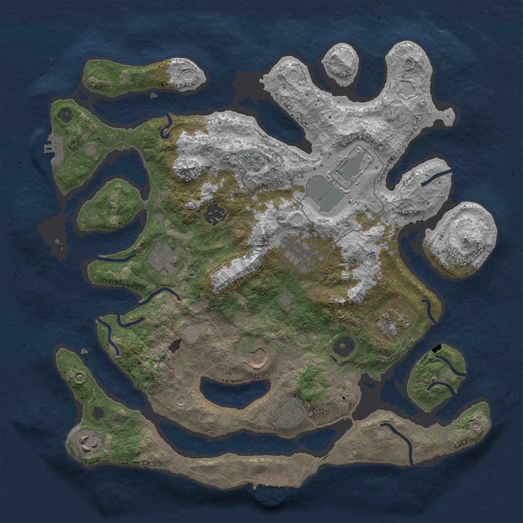 Rust Map: Procedural Map, Size: 3800, Seed: 623512, 17 Monuments