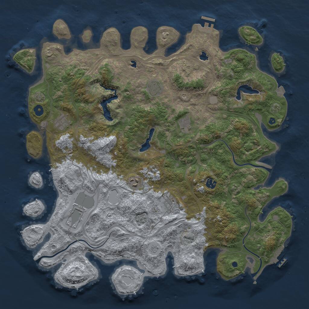 Rust Map: Procedural Map, Size: 4500, Seed: 825571, 14 Monuments