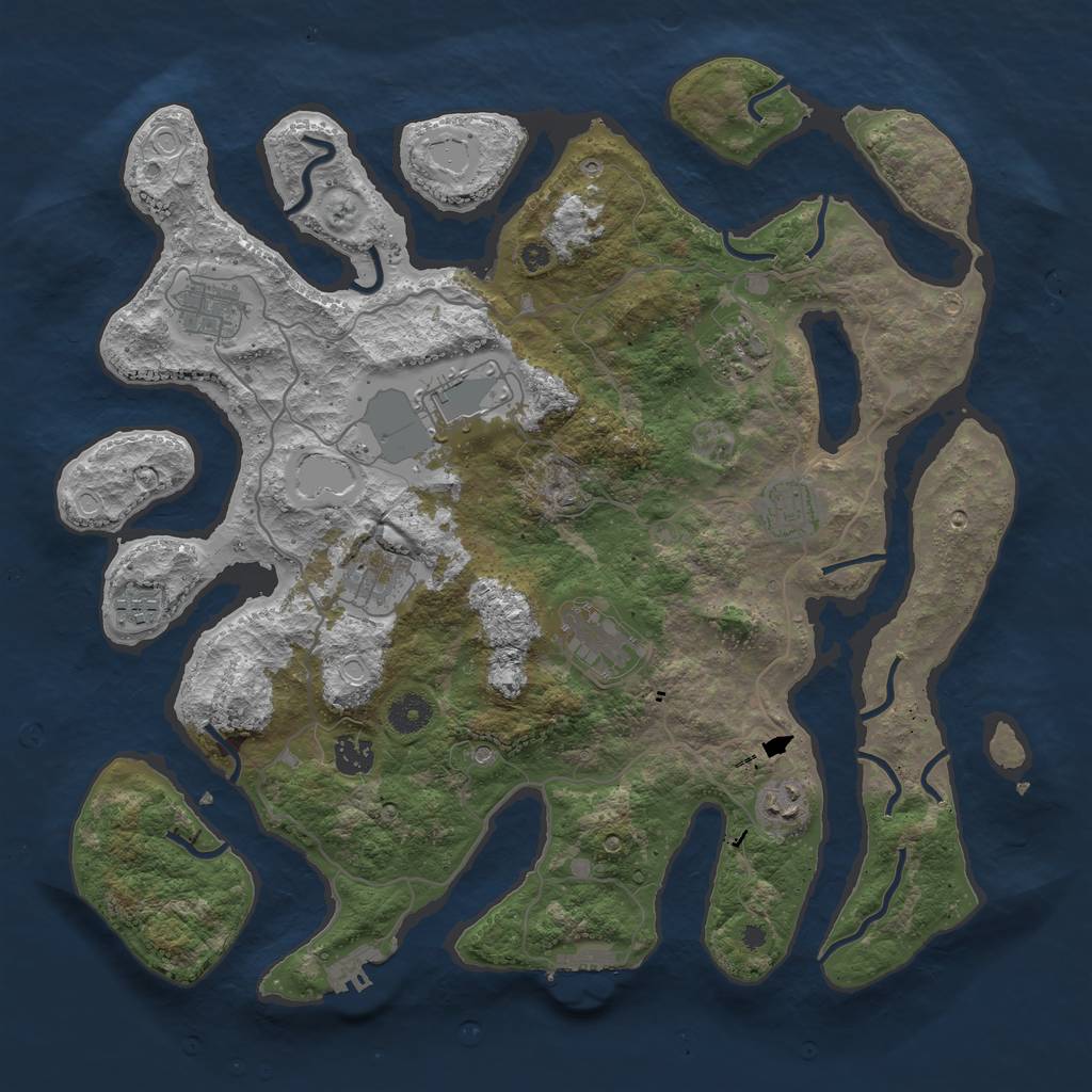 Rust Map: Procedural Map, Size: 4000, Seed: 147116396, 17 Monuments