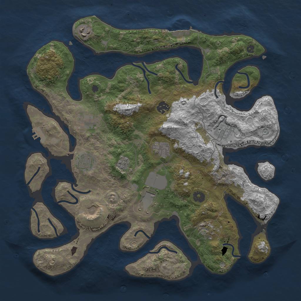 Rust Map: Procedural Map, Size: 3800, Seed: 1777, 18 Monuments