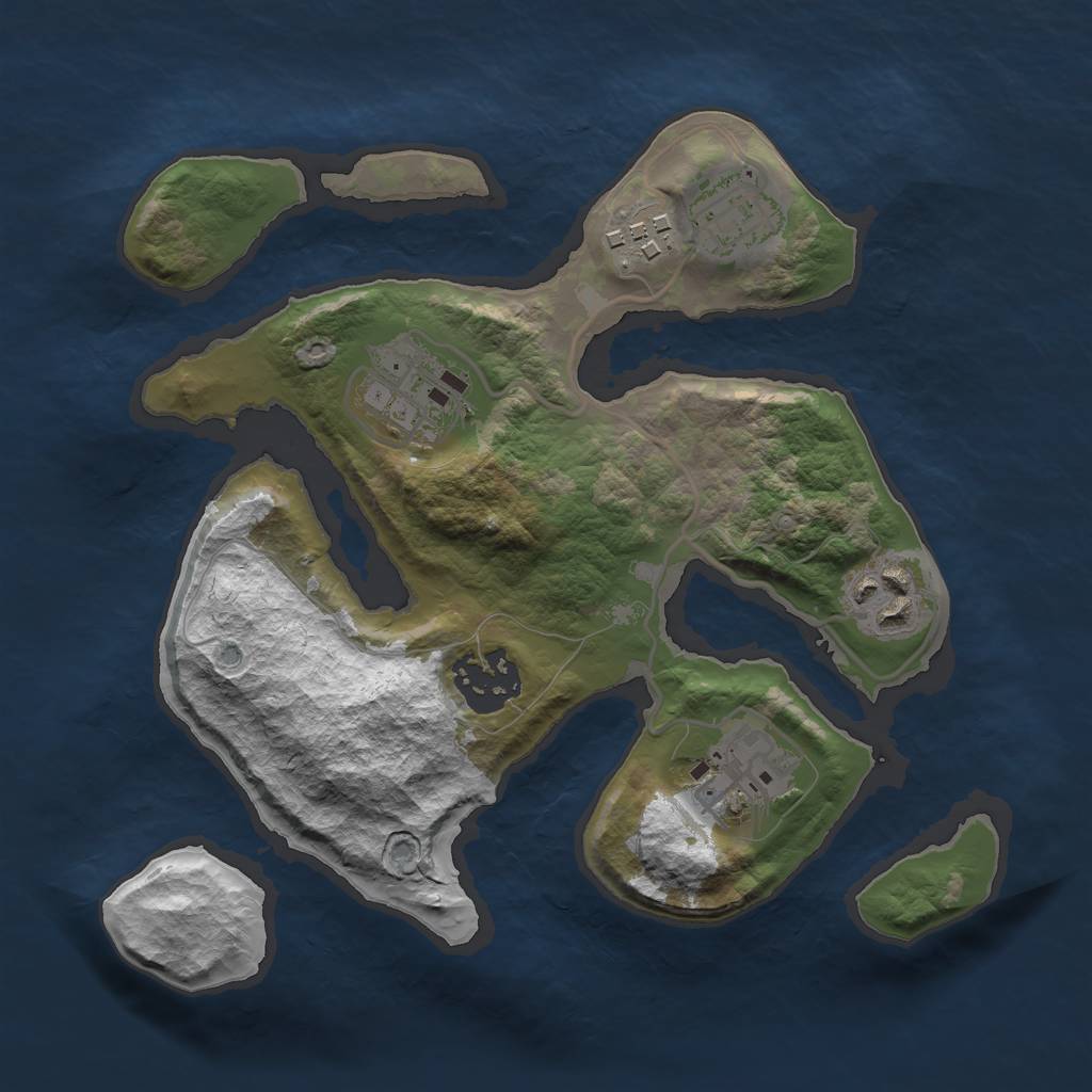 Rust Map: Barren, Size: 2500, Seed: 9999, 8 Monuments