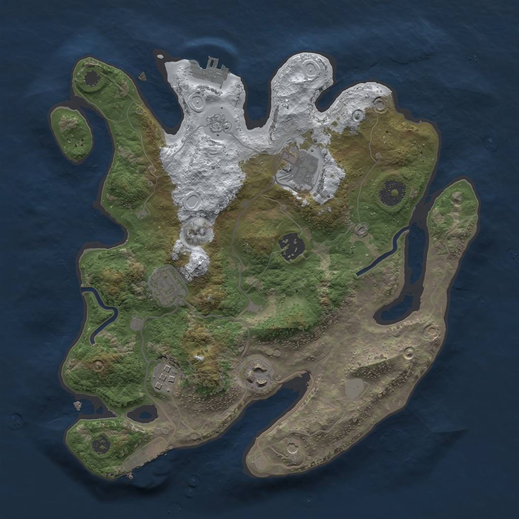 Rust Map: Procedural Map, Size: 3000, Seed: 54654, 14 Monuments