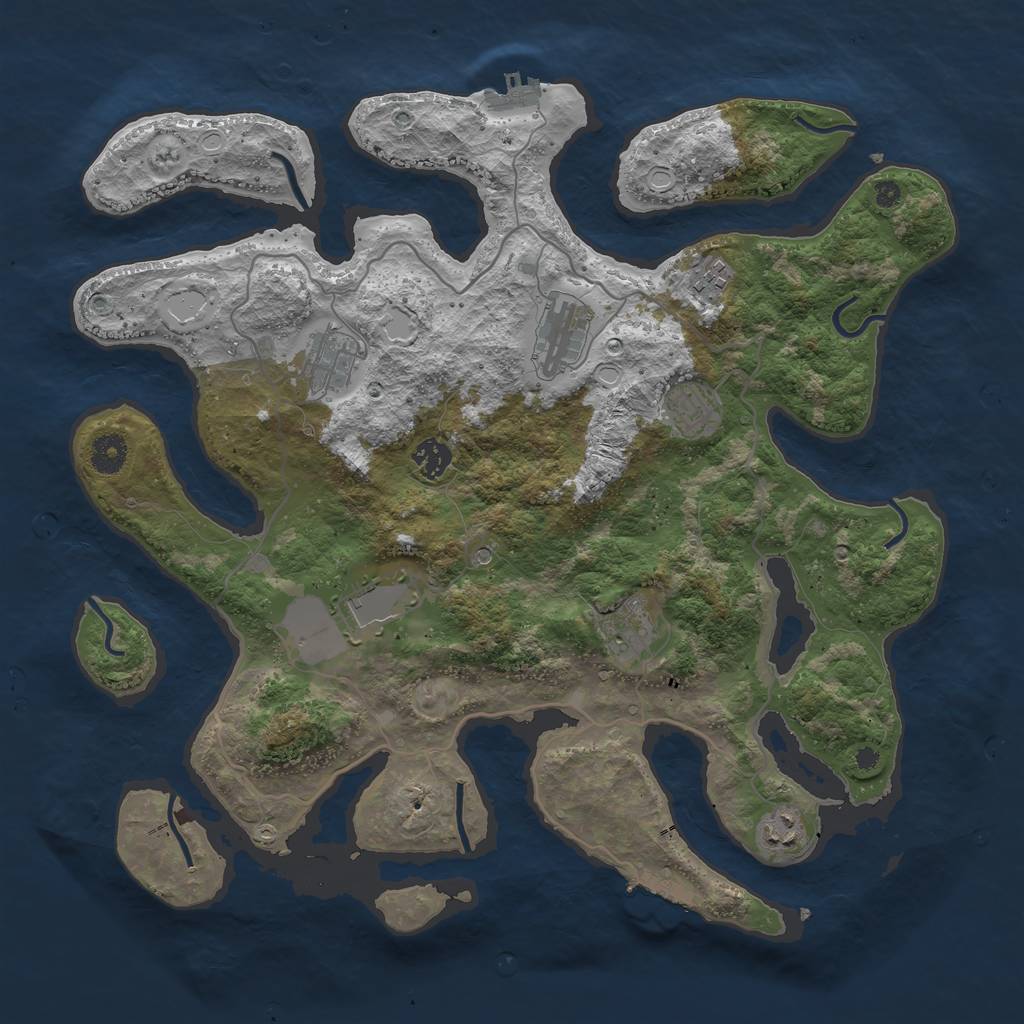 Rust Map: Procedural Map, Size: 4000, Seed: 12980, 19 Monuments