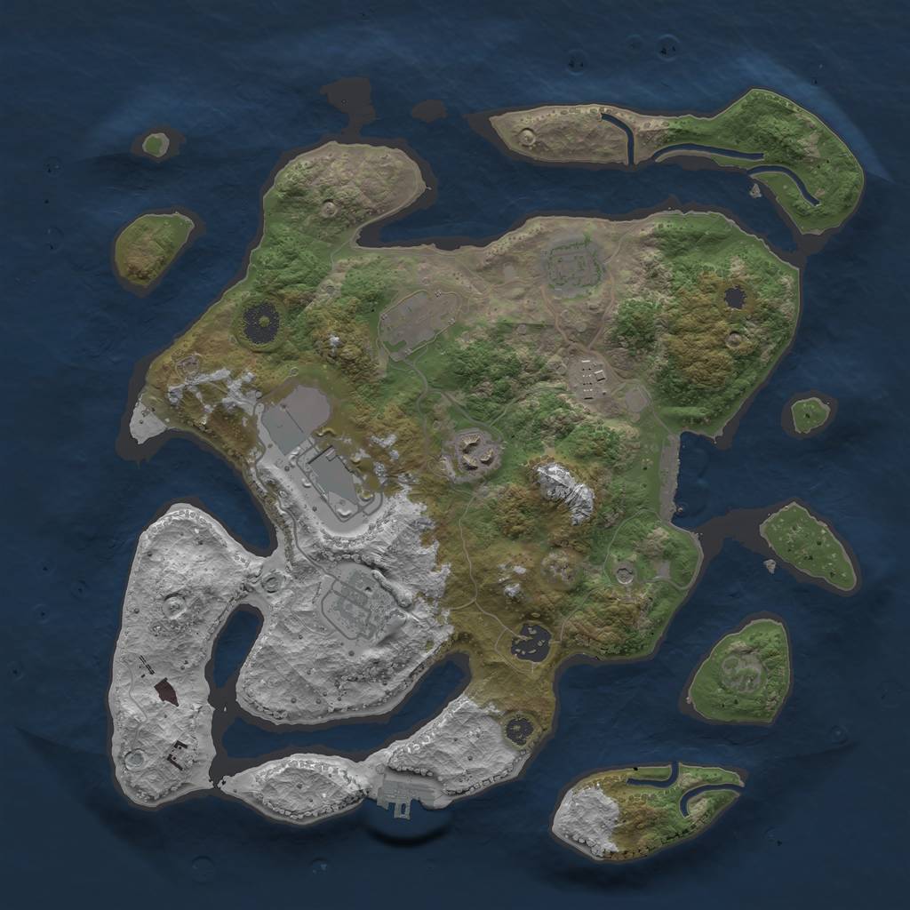 Rust Map: Procedural Map, Size: 3500, Seed: 112099242, 12 Monuments