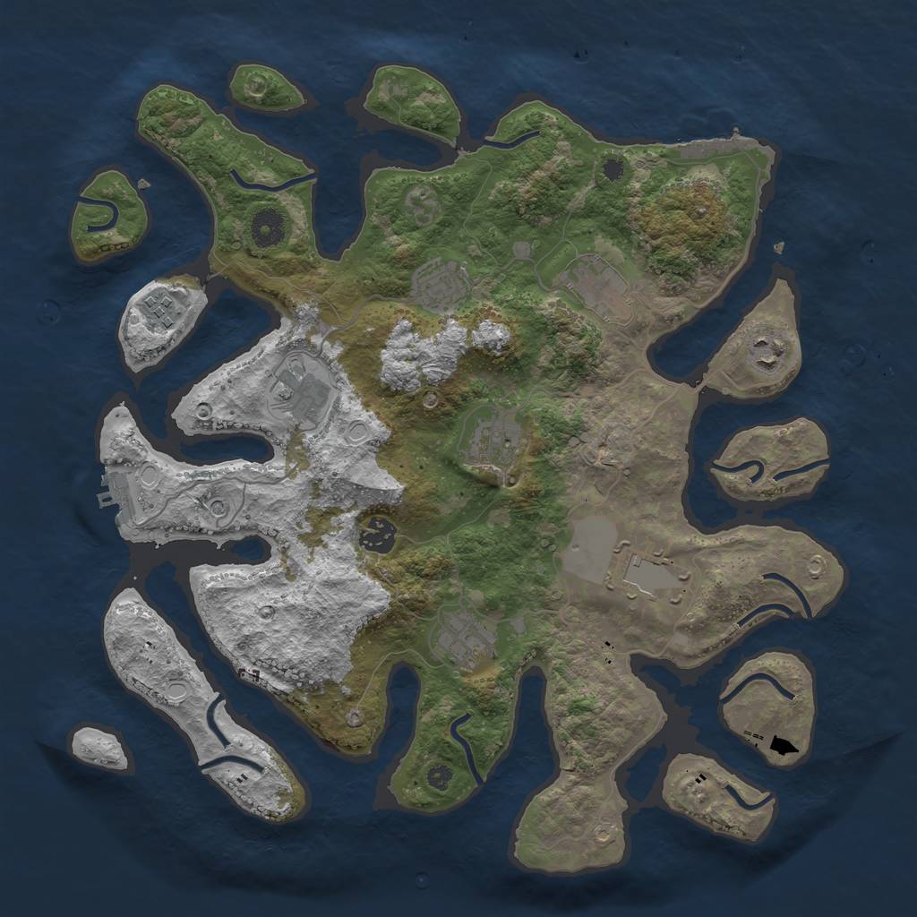 Rust Map: Procedural Map, Size: 3800, Seed: 32282052, 17 Monuments