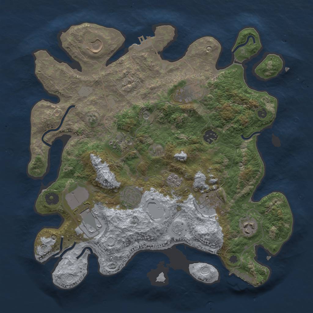 Rust Map: Procedural Map, Size: 3500, Seed: 1325, 16 Monuments