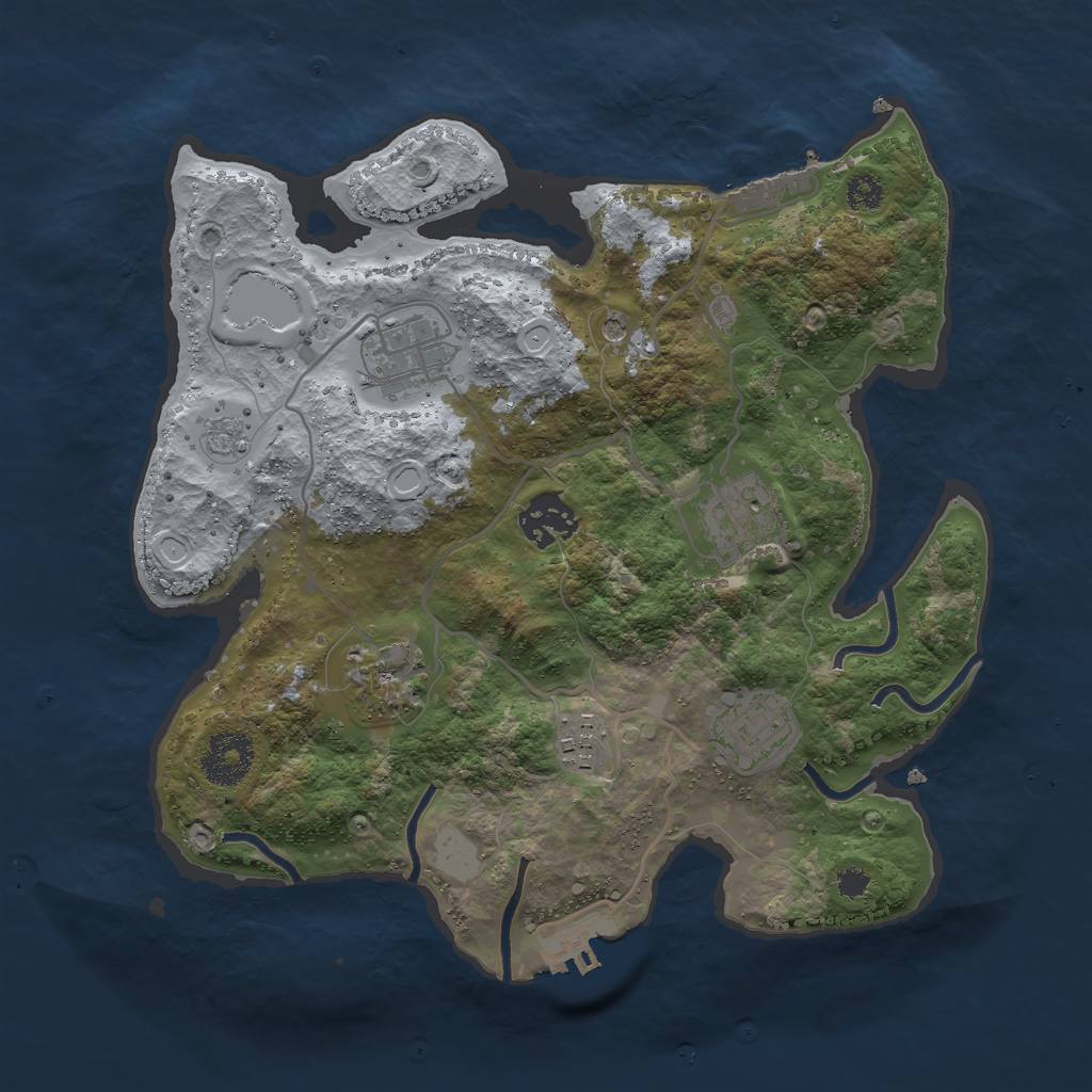 Rust Map: Procedural Map, Size: 3000, Seed: 1853829013, 13 Monuments