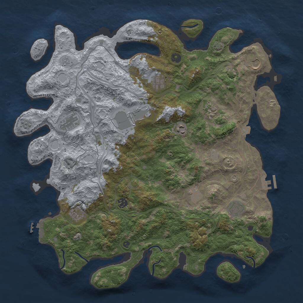 Rust Map: Procedural Map, Size: 4500, Seed: 740504, 17 Monuments