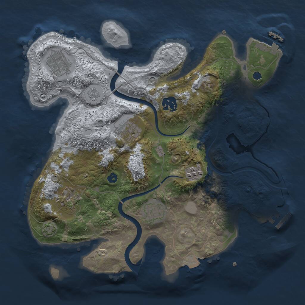 Rust Map: Procedural Map, Size: 3000, Seed: 732911470, 12 Monuments