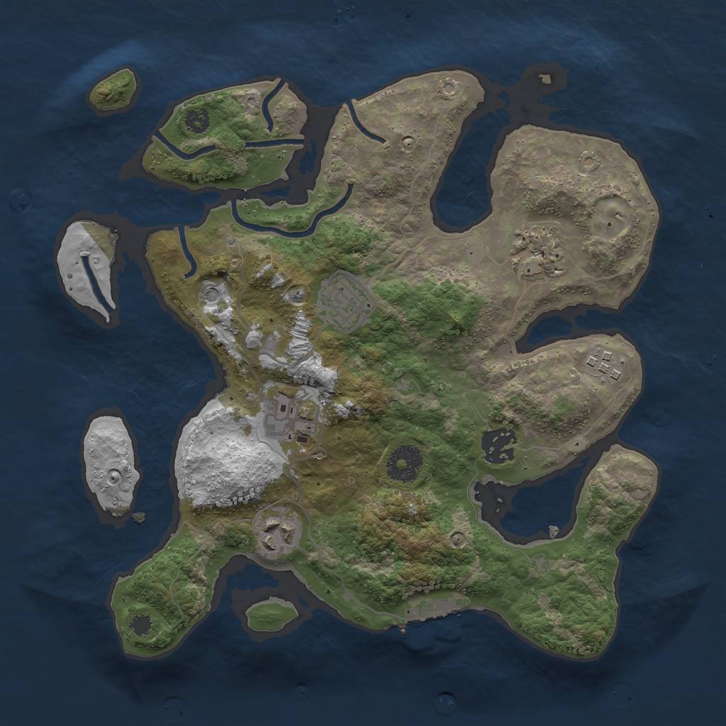 Rust Map: Procedural Map, Size: 3000, Seed: 1001445, 10 Monuments