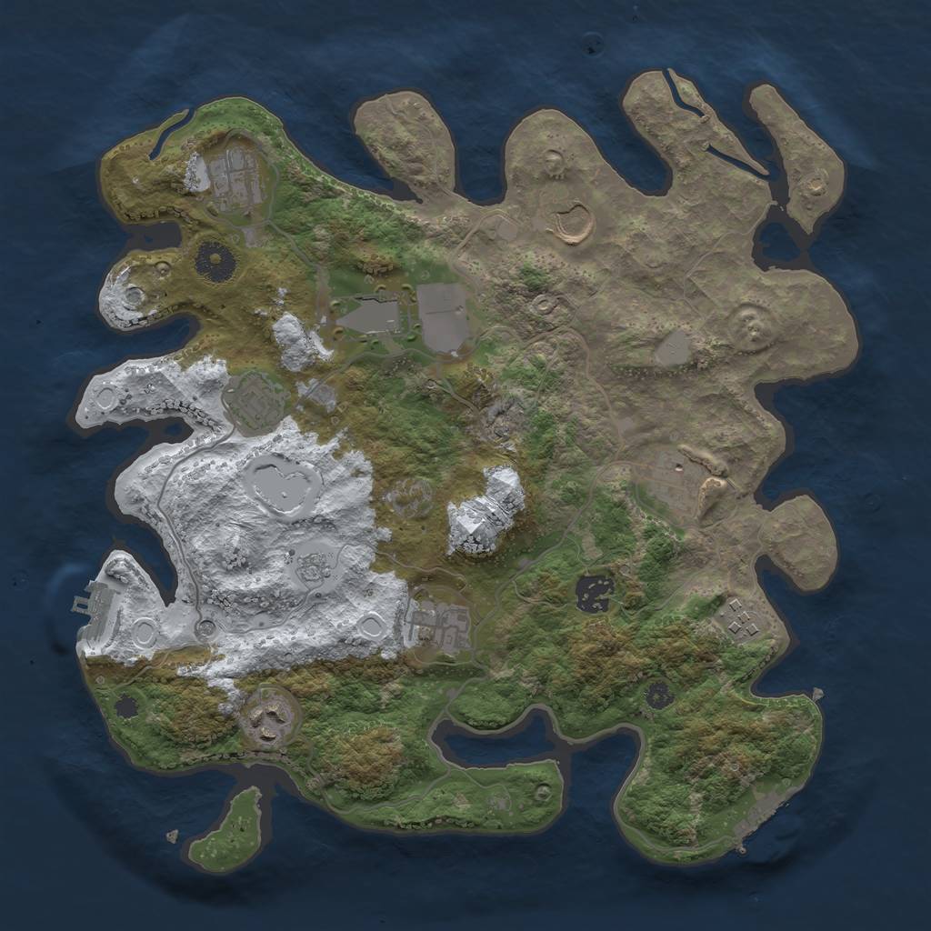 Rust Map: Procedural Map, Size: 3500, Seed: 1234245, 18 Monuments