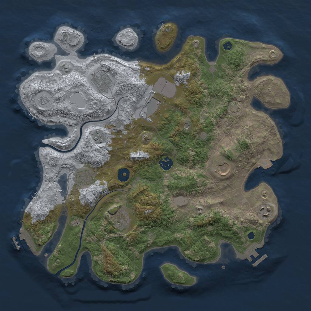 Rust Map: Procedural Map, Size: 3600, Seed: 87462, 14 Monuments