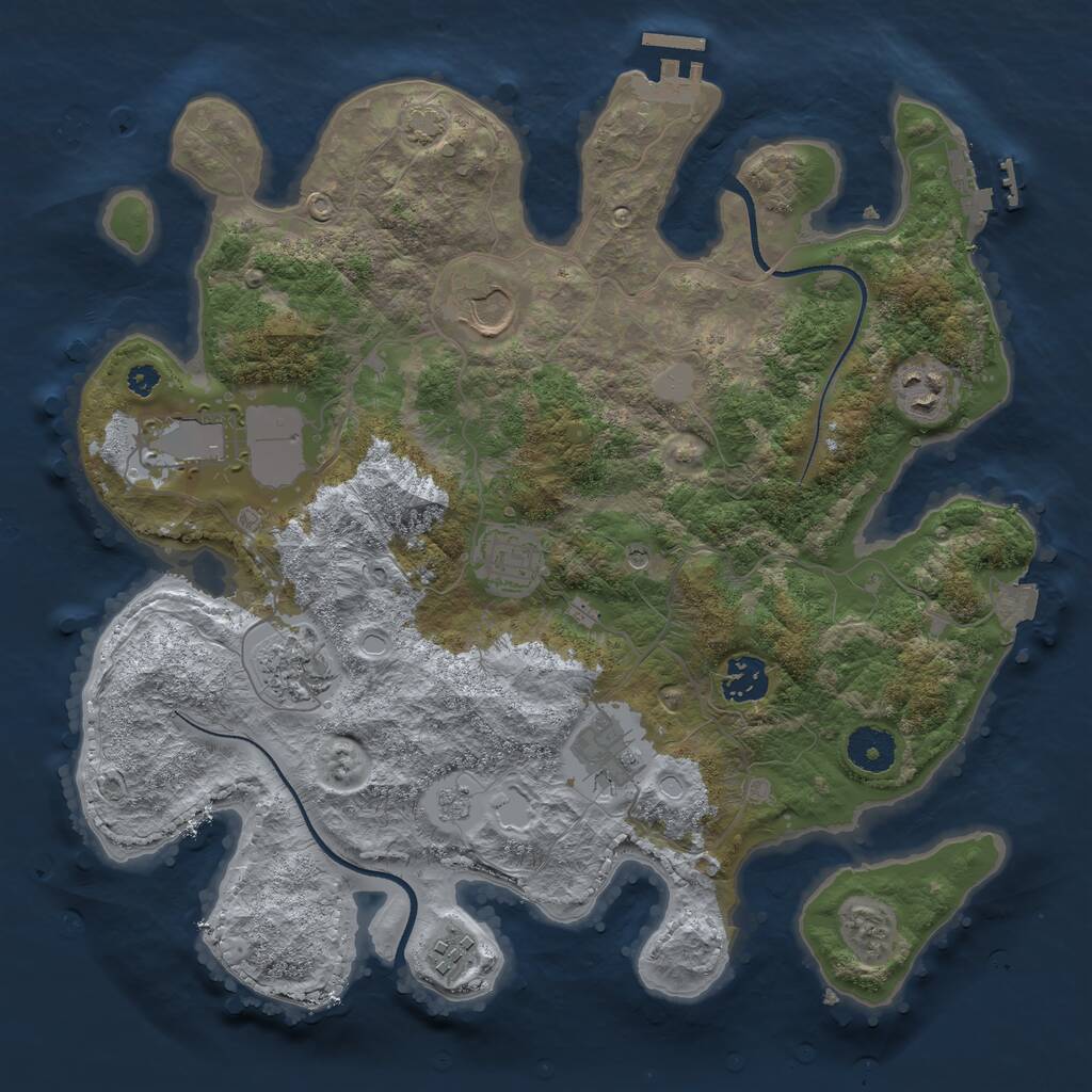 Rust Map: Procedural Map, Size: 3500, Seed: 863716230, 14 Monuments