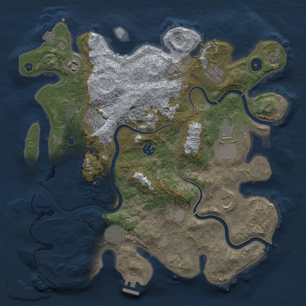 Rust Map: Procedural Map, Size: 3750, Seed: 892235, 14 Monuments