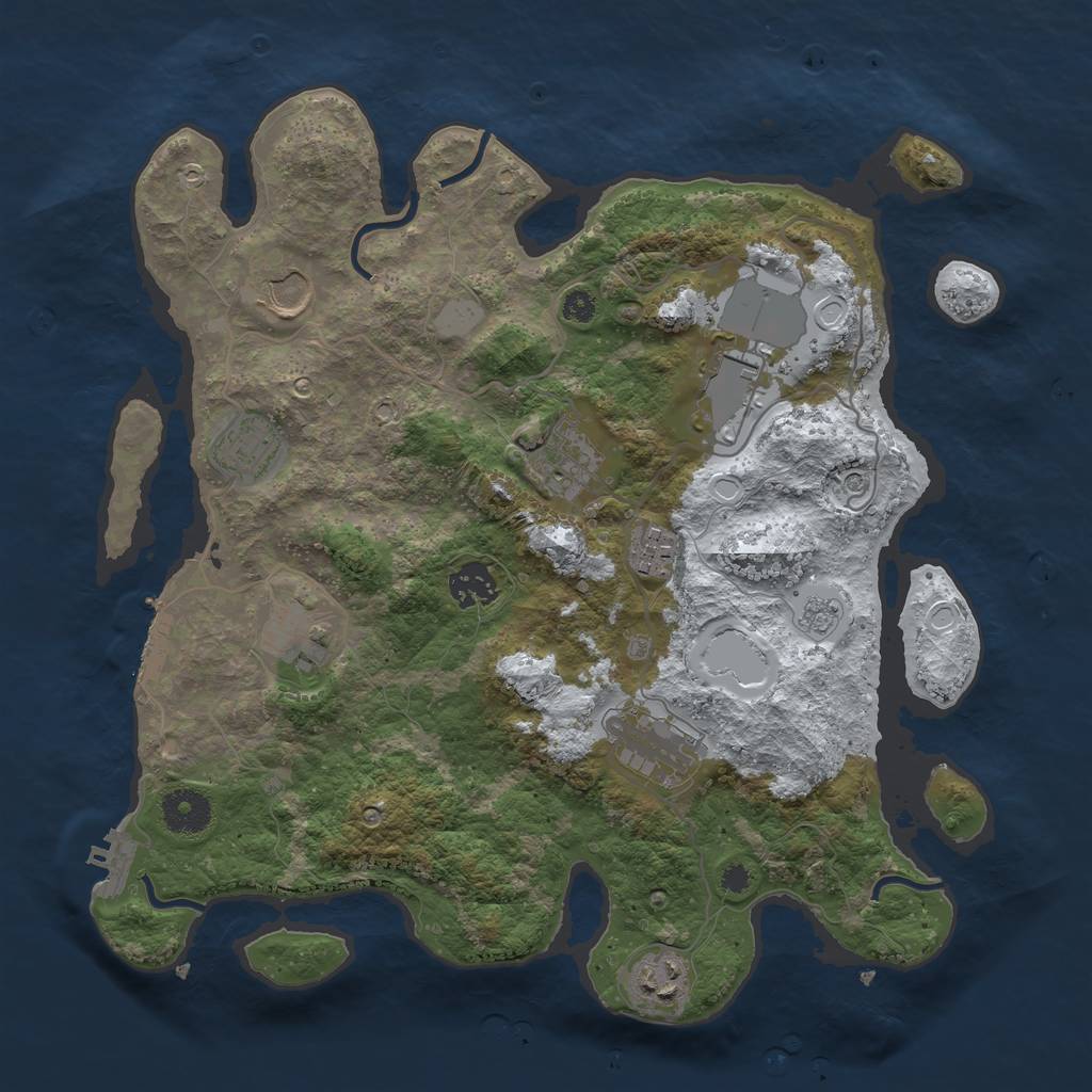 Rust Map: Procedural Map, Size: 3500, Seed: 1153789548, 18 Monuments