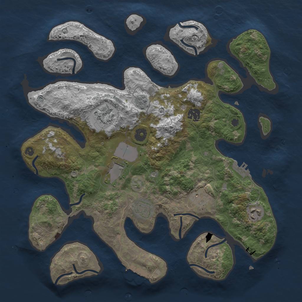 Rust Map: Procedural Map, Size: 3500, Seed: 559024953, 12 Monuments