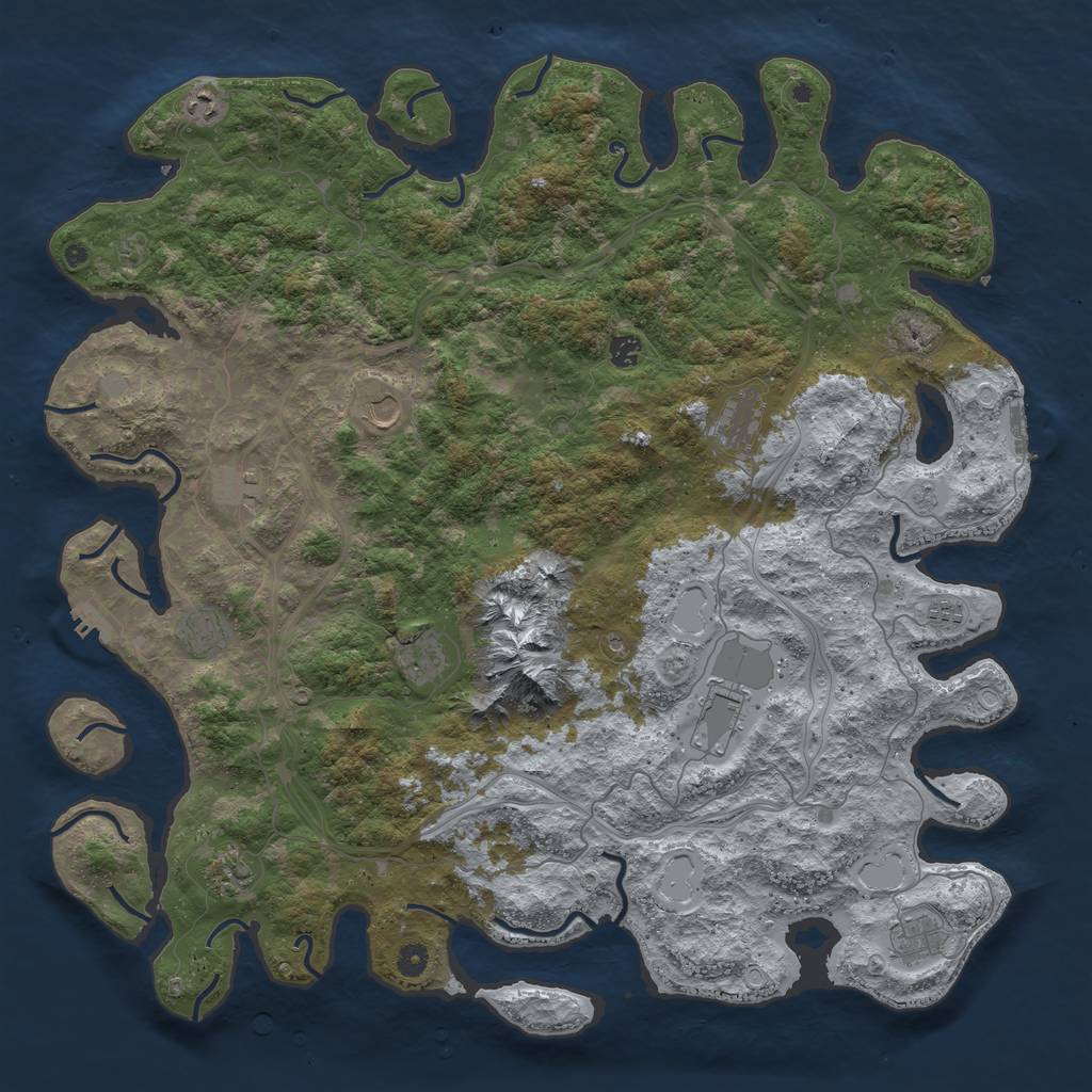 Rust Map: Procedural Map, Size: 5000, Seed: 69420, 18 Monuments
