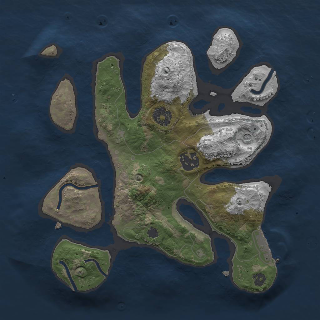 Rust Map: Procedural Map, Size: 2500, Seed: 87264882, 5 Monuments