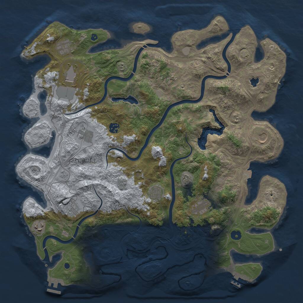 Rust Map: Procedural Map, Size: 4400, Seed: 1760304228, 17 Monuments