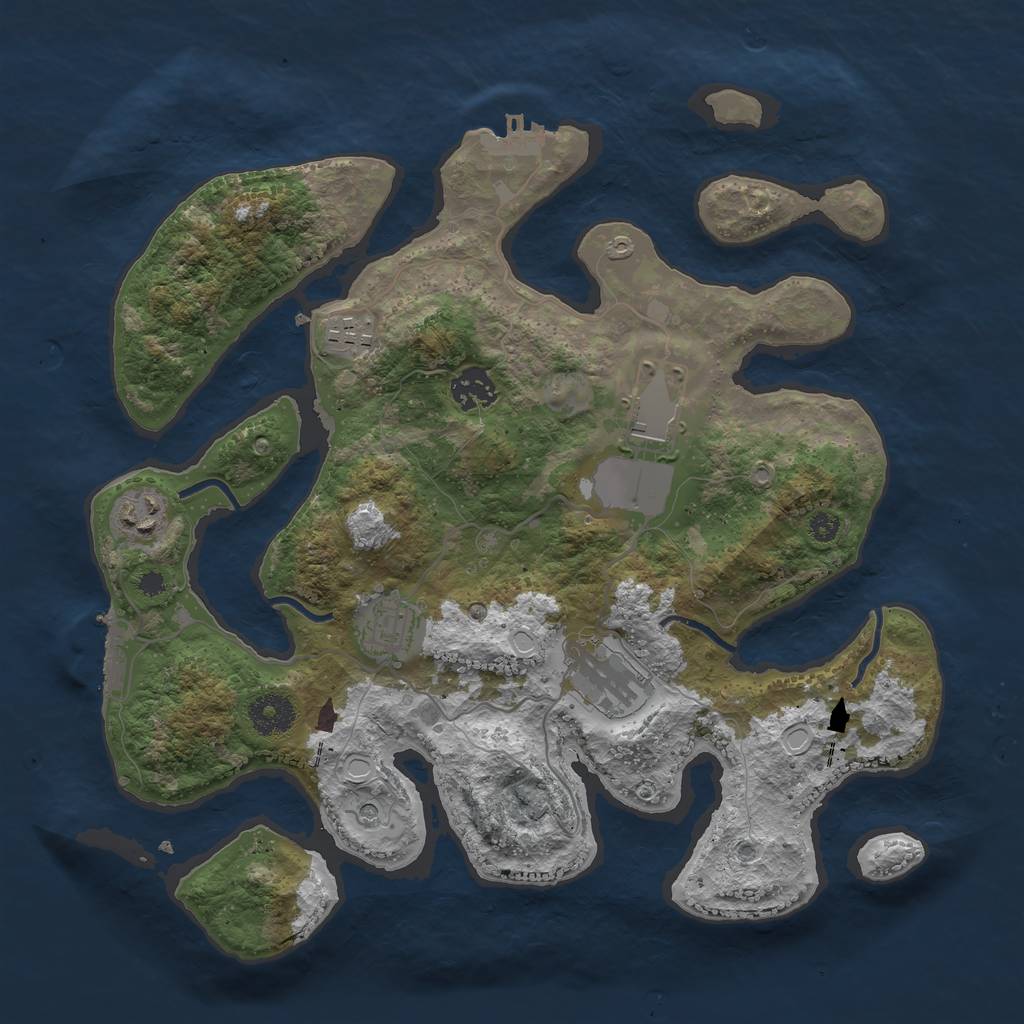 Rust Map: Procedural Map, Size: 3500, Seed: 2550, 14 Monuments