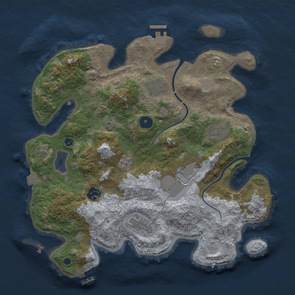 Rust Map: Procedural Map, Size: 3500, Seed: 2550, 11 Monuments