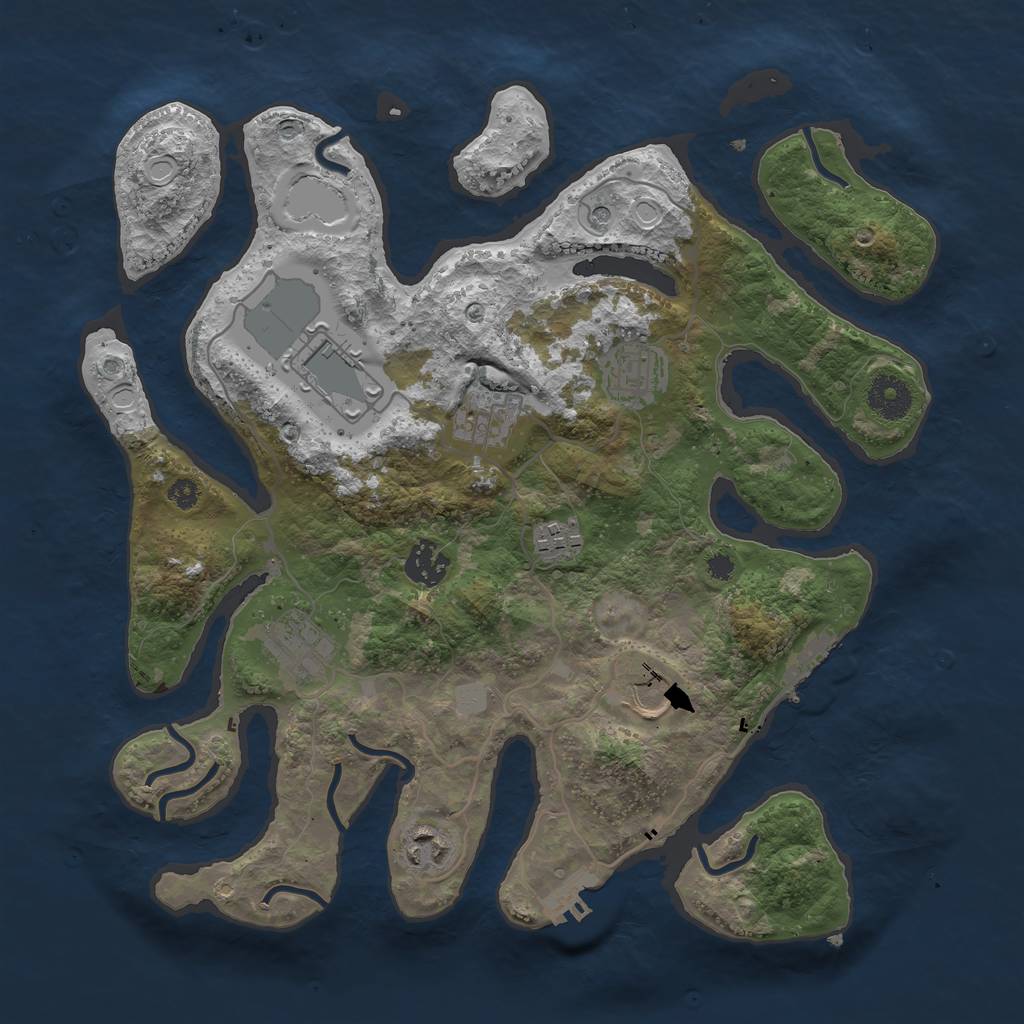 Rust Map: Procedural Map, Size: 3500, Seed: 2051, 16 Monuments