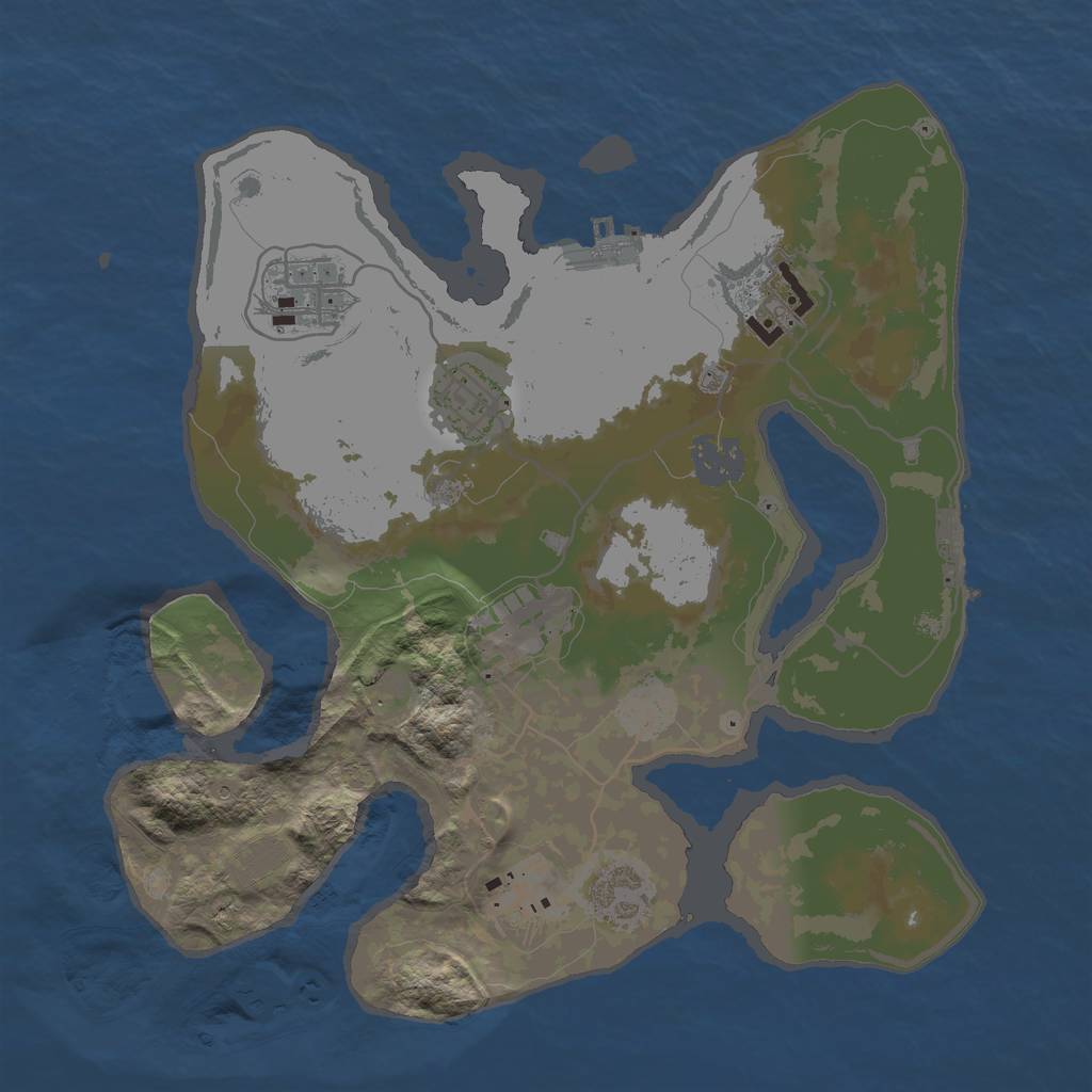 Rust Map: Barren, Size: 3000, Seed: 6245, 13 Monuments