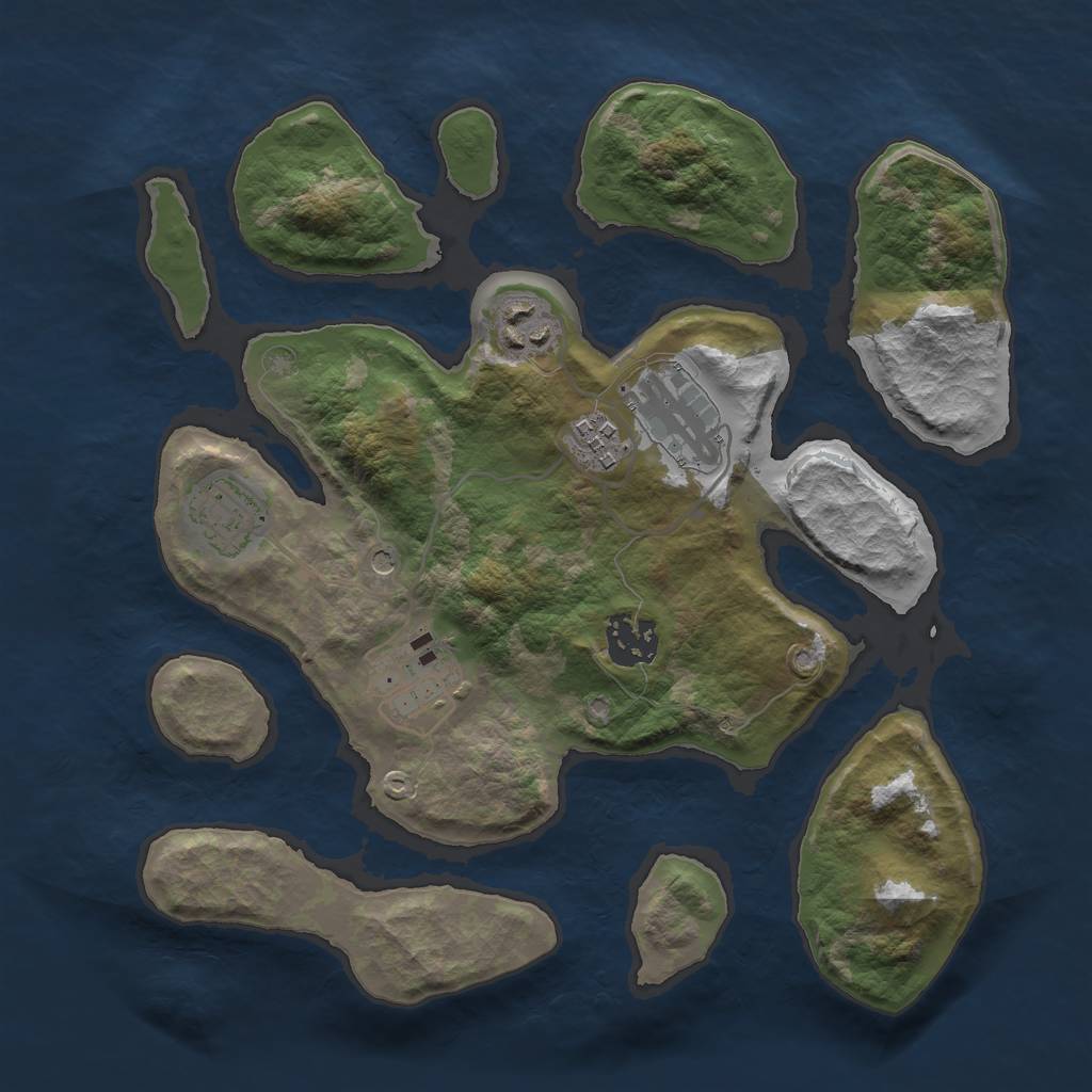 Rust Map: Barren, Size: 3000, Seed: 325486, 9 Monuments