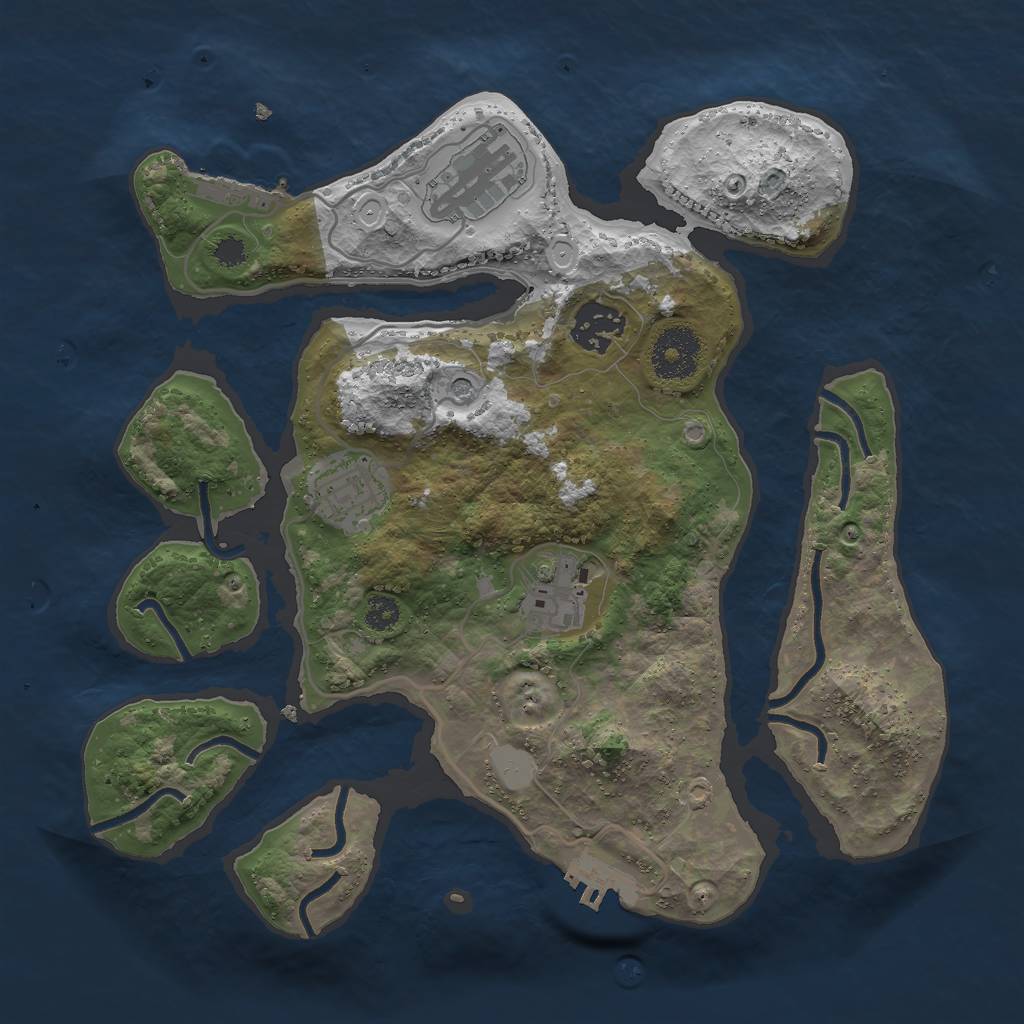 Rust Map: Procedural Map, Size: 3000, Seed: 157486647, 12 Monuments